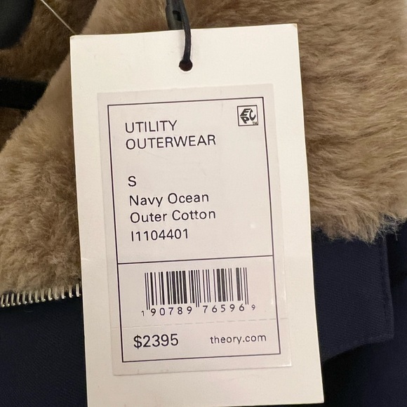 NWT!!! Theory utility outerwear navy ocean REAL shearling lamb fur - Picture 11 of 13